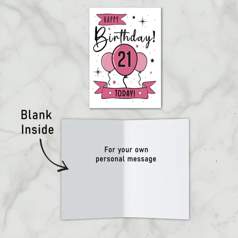 The inside of the 21st Birthday Card is left blank, giving you ample space to write a heartfelt message and add a personal touch to their special day.