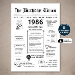 Carte de joyeux 39e anniversaire, carte d'anniversaire imprimable pour 39e anniversaire, né en 1986, cadeau pour lui ou elle, TÉLÉCHARGEMENT IMMÉDIAT
