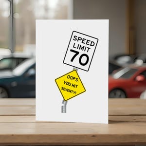 Celebrate their 70th birthday with a fun 'Oops, You Hit 70!' Birthday Card! This hilarious card, set against a backdrop of cars, is sure to bring a smile. It’s the perfect way to make their milestone birthday unforgettable!
