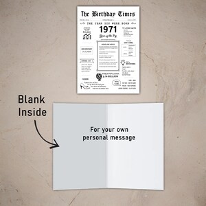 The inside of the 1971 printable birthday card is intentionally left blank, giving you space to write your heartfelt message, adding a personal touch to your 1971 birthday wishes.