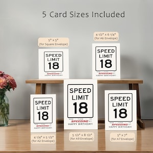 Celebrate their 18th with our printable Speed Limit Birthday Card, available in 5 popular birthday card sizes. Instantly download and choose the perfect design to make their birthday truly memorable.