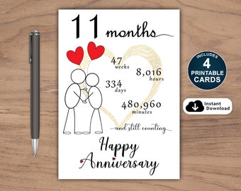 11 month Anniversary Card Printable, Printable Anniversary Card, Eleventh Month Anniversary Card