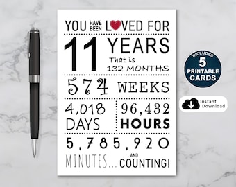 11th Birthday Card: You Have Been Loved 11 Years (Printable)