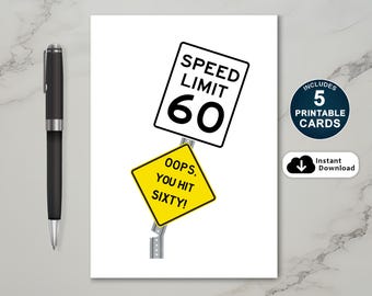 面白い60歳の誕生日カード：「あっ、もう60歳！」（印刷可能なPDF）