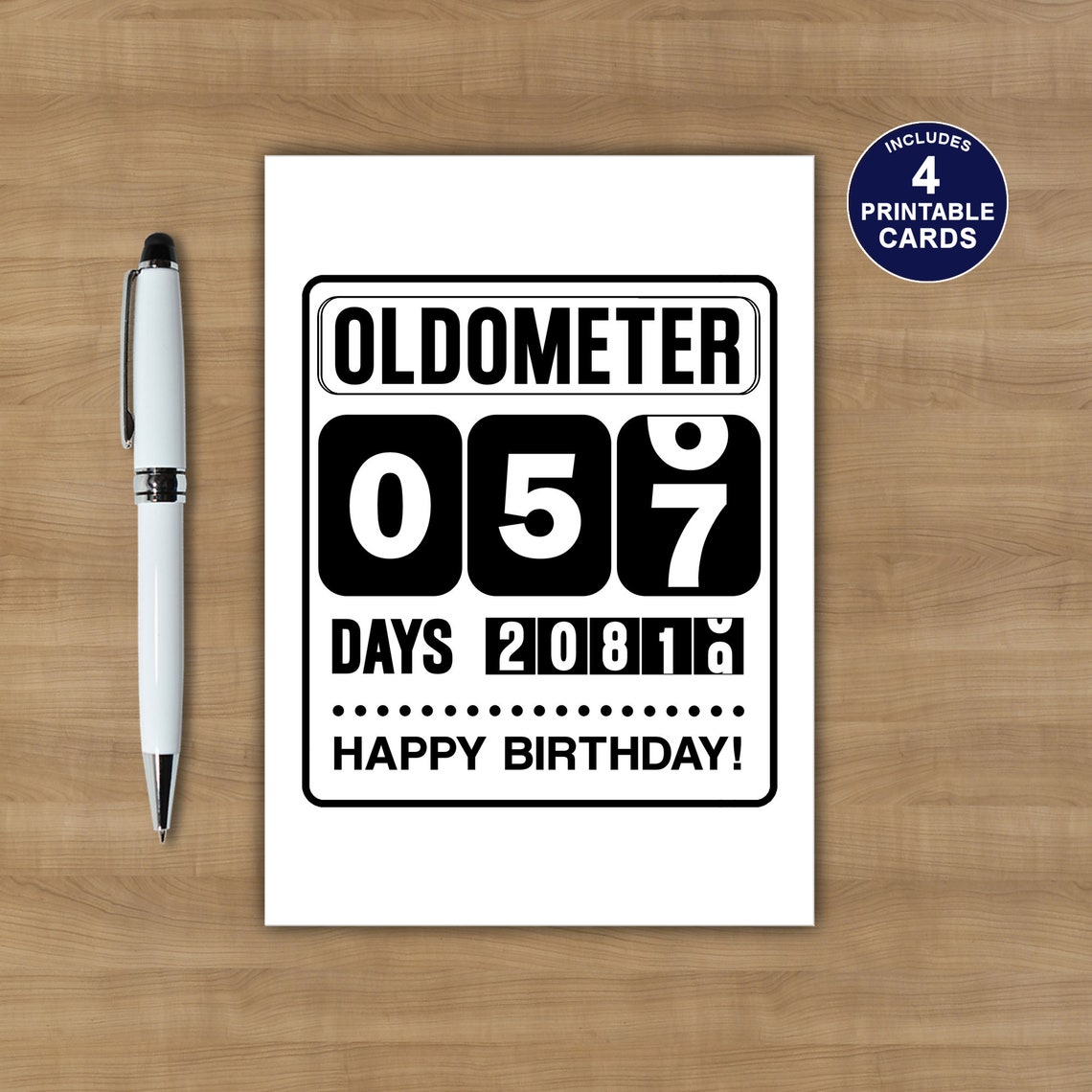 Printable 57th Birthday Oldometer Card 57th Birthday - Etsy