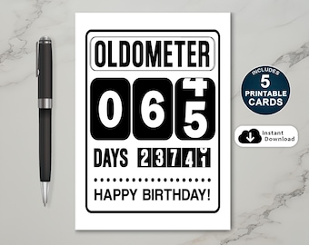65th Birthday Card: Oldometer Design (Printable PDF)