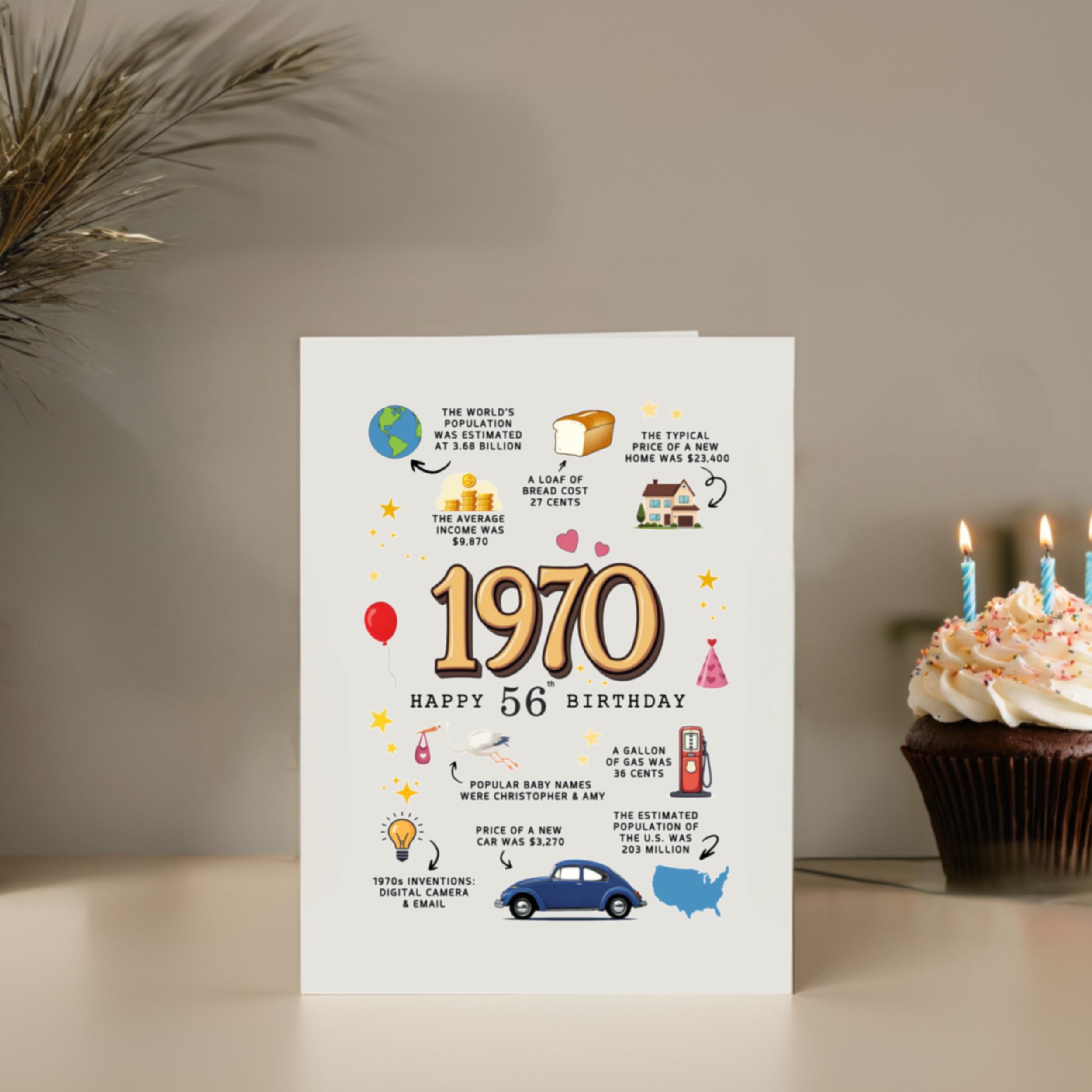 1970 56th Birthday Card: Fun Facts Printable (PDF) - Etsy