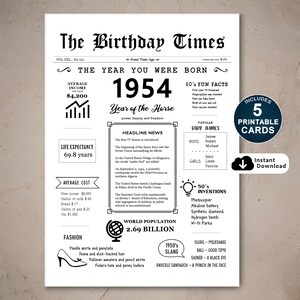 Tarjeta de feliz 71.° cumpleaños, tarjeta de cumpleaños imprimible para el 71.° cumpleaños, regalo para mamá, papá, abuela o abuelo nacido en 1954, descarga instantánea