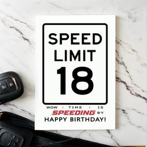 Celebrate their 18th birthday with our Speed Limit Birthday Card, show cased next to a set of car keys. This thoughtful combo adds a memorable touch to their special birthday celebration, marking the start of an exciting journey ahead.