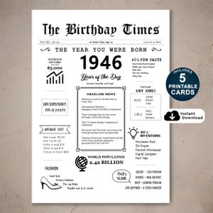 79. Geburtstagskarte, geboren 1946, Geburtstagsgeschenk zum 79. Geburtstag für Mama, Papa, Oma und Opa, Sofort Download
