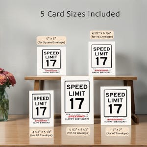 Celebrate their 17th with our printable Speed Limit Birthday Card, available in 5 popular birthday card sizes. Instantly download and choose the perfect design to make their birthday truly memorable.