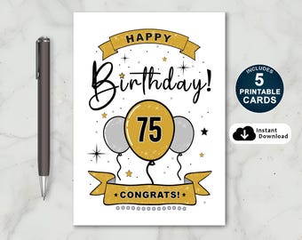 Biglietto Auguri 75° Compleanno Donna – Con Dettagli In Lamina D'Oro, Elegante E Sostenibile, 15x15cm Con Busta