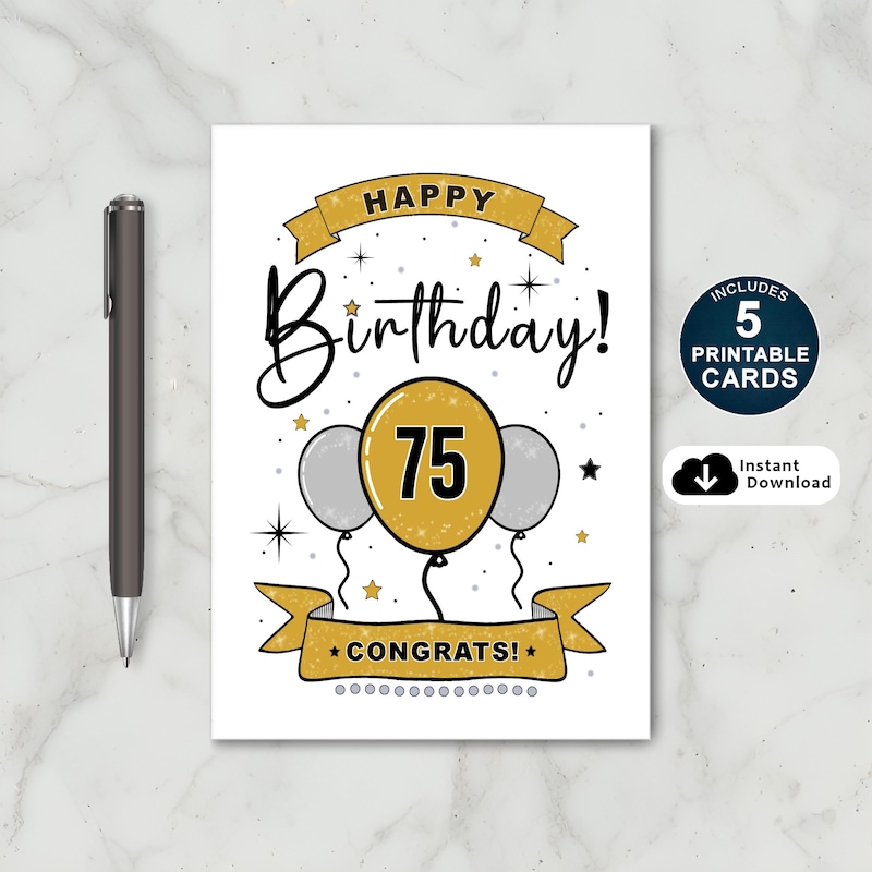75th Birthday Card - Etsy