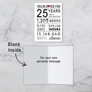 The inside of the 25th birthday printable card is intentionally blank, allowing you to pen a heartfelt message and add a personal touch to their special day.