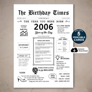 Happy 19e verjaardagskaart, afdrukbare verjaardagskaart voor 19e verjaardag, geboren in 2006 Cadeau voor hem of haar, INSTANT DOWNLOAD