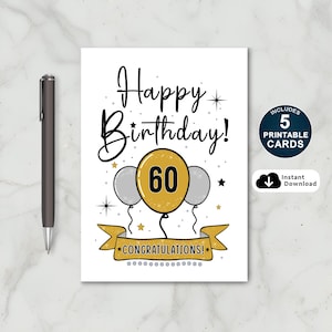 Printable 60th Birthday Card | Happy 60th Birthday Card | Happy 60th birthday | 60th Birthday Card | Happy 60th Birthday Wishes