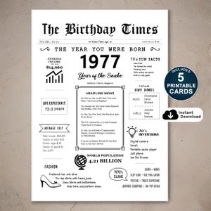 Cartão de feliz aniversário de 48 anos, cartão de aniversário para impressão para o 48º aniversário, presente de nascido em 1977 para ele ou ela, DOWNLOAD INSTANTÂNEO