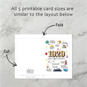Each 1929 birthday card download includes clear, easy-to-follow instructions for printing, trimming, and folding, ensuring a smooth experience with all 5 birthday card versions.