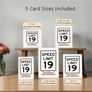 Celebrate their 19th with our printable Speed Limit Birthday Card, available in 5 popular birthday card sizes. Instantly download and choose the perfect design to make their birthday truly memorable.