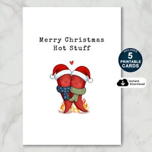 Feliz Natal, coisas quentes, cartão de Natal engraçado para impressão para esposa, marido, namorado ou namorada, download instantâneo