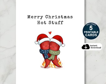 Funny Christmas Card: Hot Stuff Chili Peppers (PDF Download)
