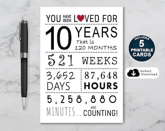 10th Birthday Card: You Have Been Loved 10 Years (Printable PDF)