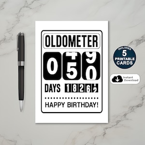 Cartão de aniversário de 50 anos, cartão de aniversário Oldometer, cartão de aniversário para impressão, cartão de aniversário de 50 anos para ele