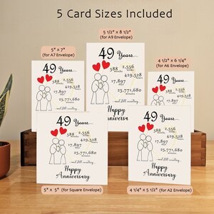 Celebrate 49 wonderful years with our anniversary card, available in five popular sizes. Instantly download and select the perfect card to share a joyous celebration with your loved one. Make this anniversary truly special!