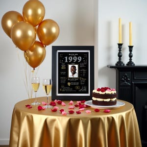 Experience the charm of our custom 1999 birthday printable poster. It's a great conversation starter that brings unforgettable memories to life. It's an ideal centerpiece for any 1999-themed birthday party or celebration.