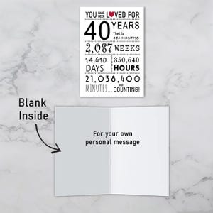 The inside of the 40th birthday printable card is left blank, giving you the space to write a heartfelt message and add a personal touch to their special birthday.