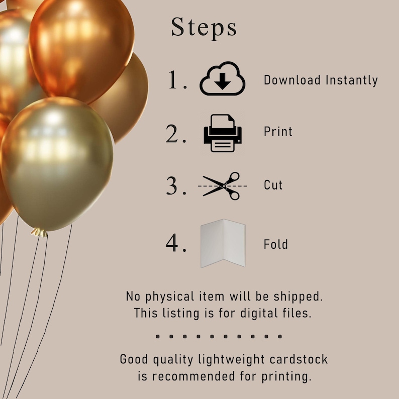 Please note: No physical item will be shipped; this listing is for digital files and is available for immediate download. We recommend using good quality cardstock for printing the 90th birthday card.