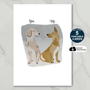 Grazioso biglietto di anniversario per gli amanti dei cani, biglietto di anniversario stampabile per moglie, marito, fidanzato, fidanzata, grazioso biglietto per gli amanti dei cani