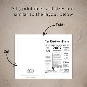 The 2007 birthday card template provides clear instructions for cutting and folding after printing. This consistent layout across all 5 2007 birthday cards ensures a user-friendly experience.