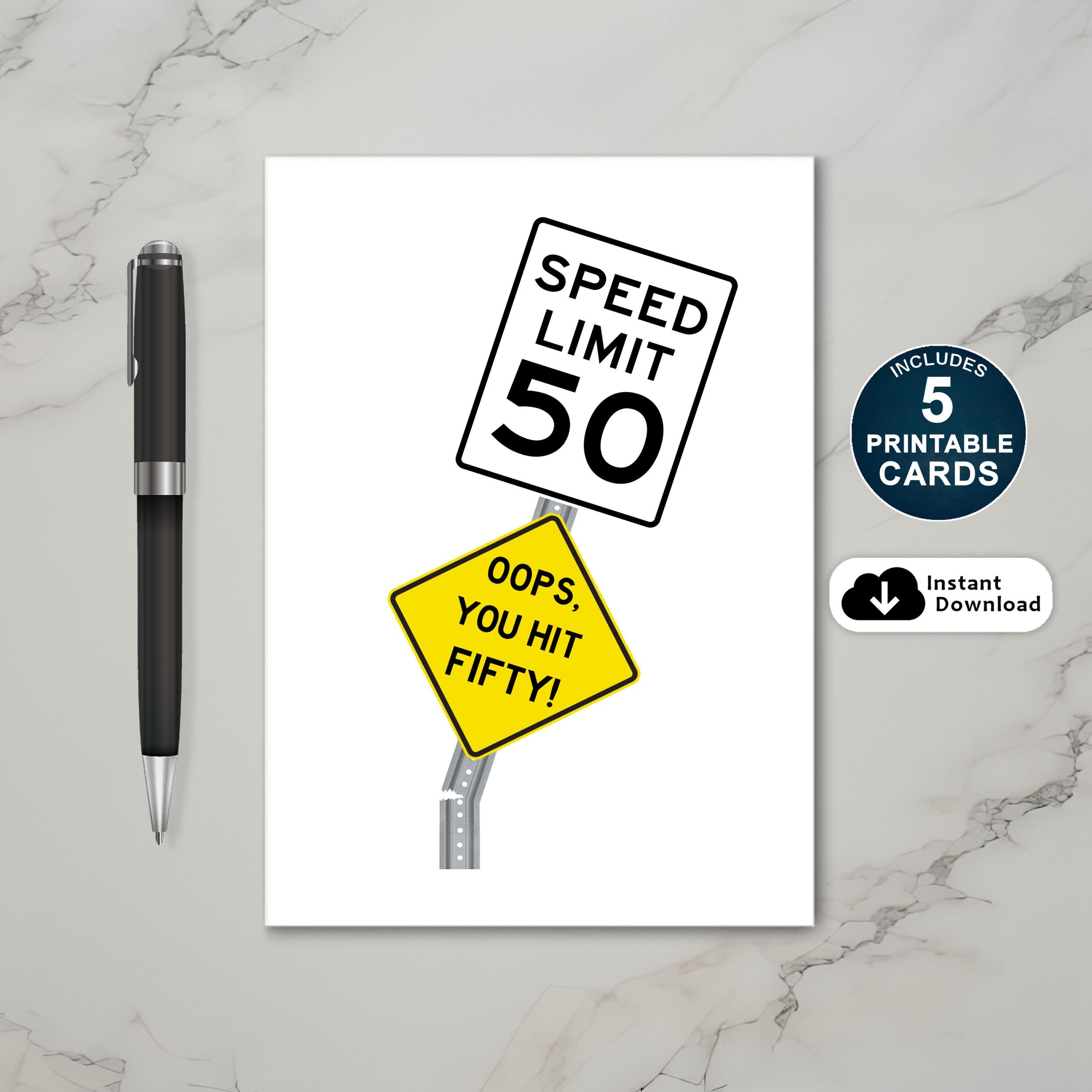 Funny 50th Birthday Card: 'oops You Hit 50!' (PDF) - Etsy