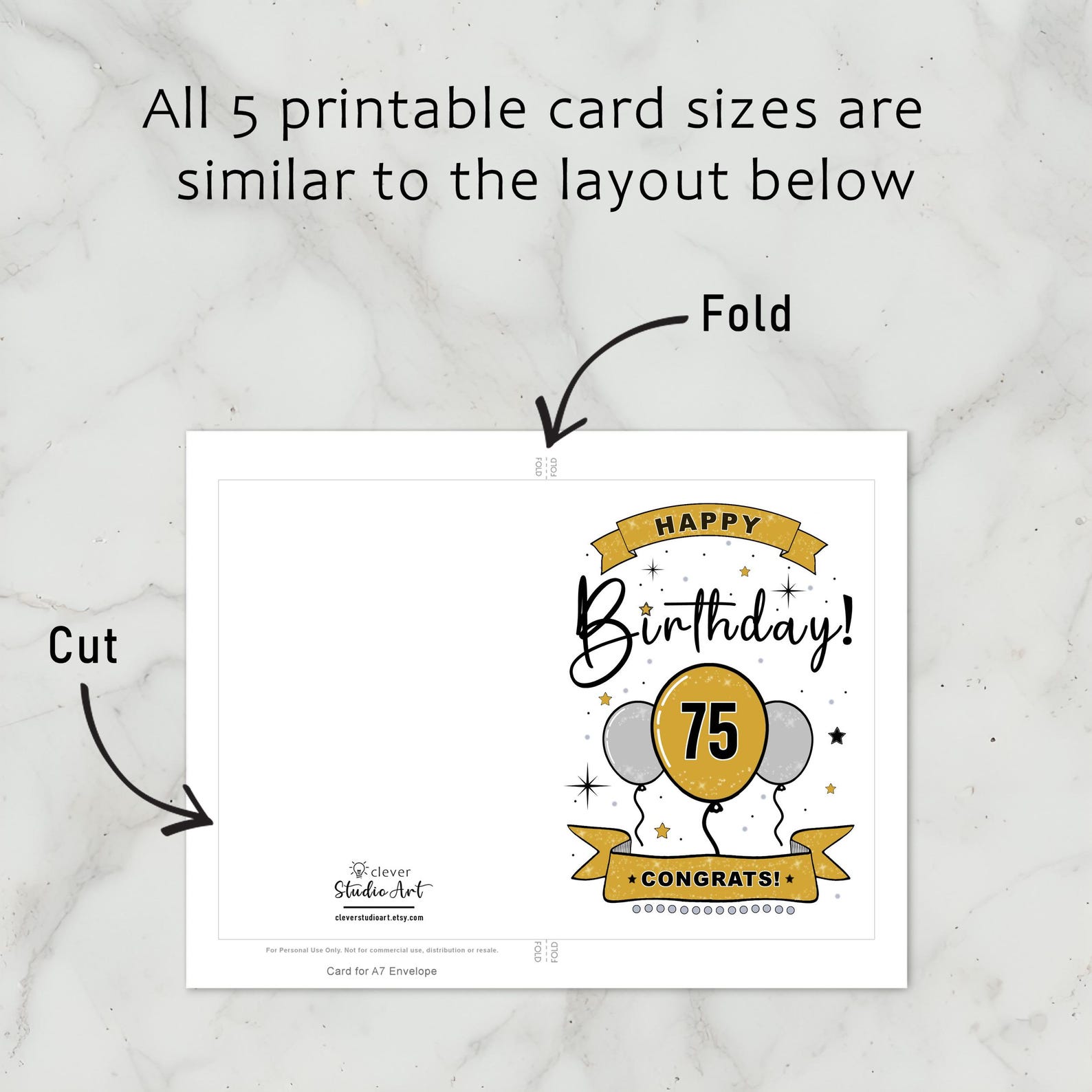 Printable 75th Birthday Card Happy 75th Birthday Card Happy 75th ...