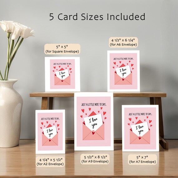 Pink I Love You Card  Romantic Note, Hearts (instant Download) - Etsy