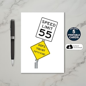 Cartão de aniversário de 55 anos, Oops, você atingiu o cartão de aniversário de 55 anos, cartão engraçado de aniversário de 55 anos, cartão de aniversário para impressão