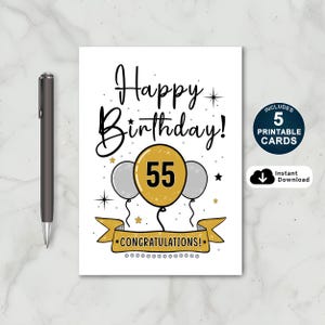 Glückwunschkarte zum 55. Geburtstag | Alles Gute zum 55. Geburtstag Karte | Alles Gute zum 55. Geburtstag | 55. Geburtstagskarte | Herzliche Glückwünsche zum 55.Geburtstag