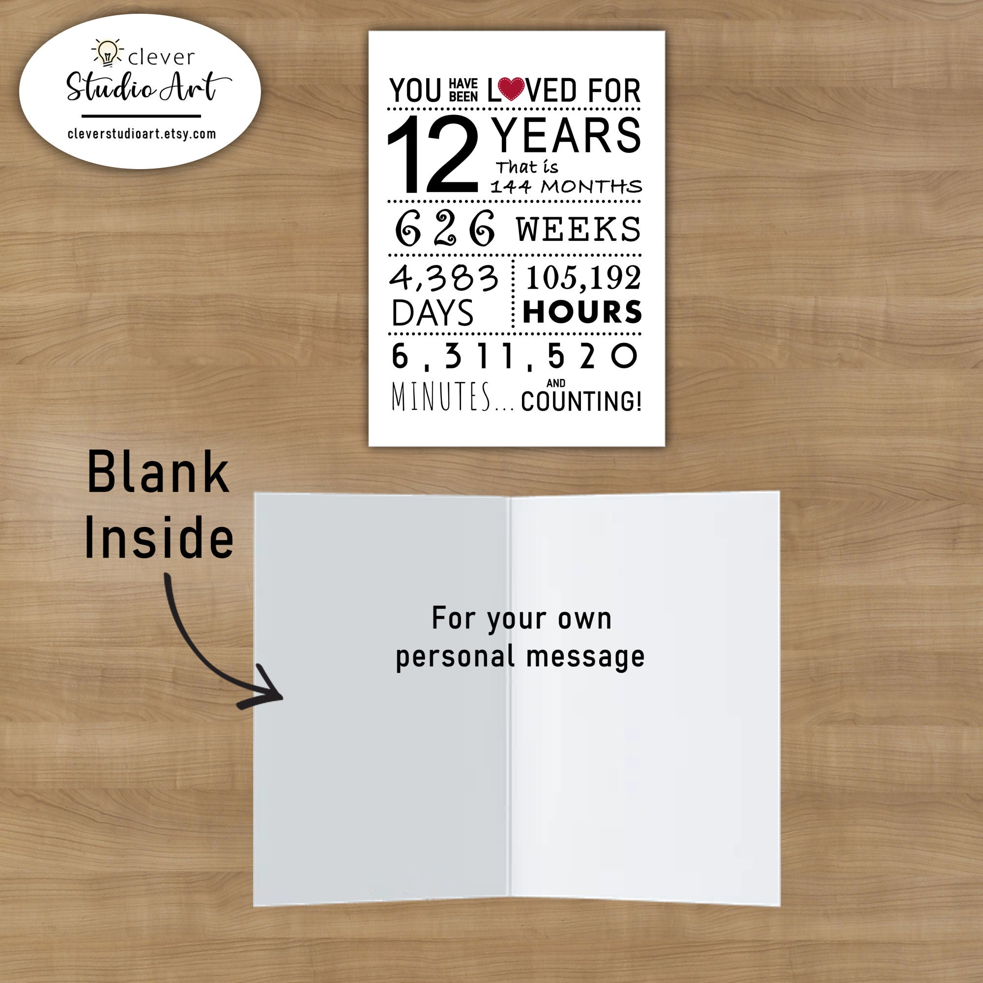 12th Birthday Card, Printable Birthday Card, You Have Been Loved 12 ...
