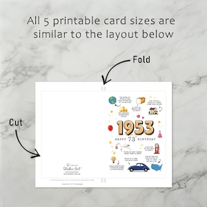 Each printable 1953 birthday card download includes easy to follow instructions for printing, trimming, and folding, ensuring a smooth experience with all 5 birthday card versions.
