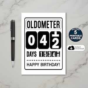 Funny 42nd Birthday Card: Oldometer Design (Printable PDF)