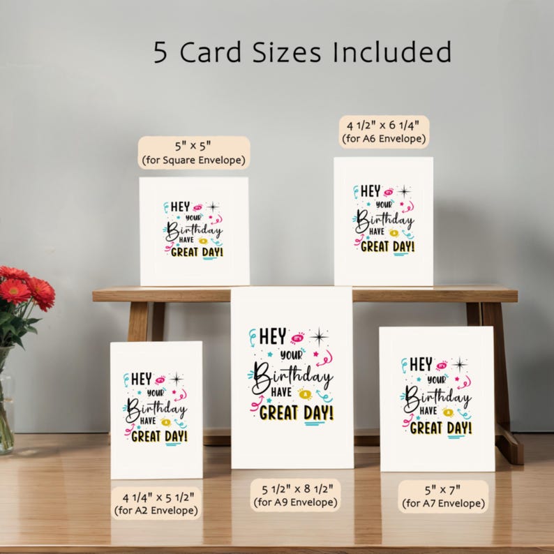 Show your love with our delightful birthday card! The festive message 'Hey, it's Your Birthday!' makes this card perfect. Instantly download in 5 popular sizes and brighten their special day.
