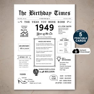 Cartão de aniversário de 76 anos para impressão, cartão de aniversário de 76 anos para impressão, cartão de aniversário de 1949 para mãe ou pai, download instantâneo