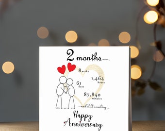 Two Month Anniversary Card Printable (5 PDF Cards)