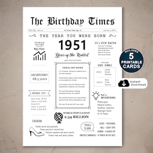 Gelukkige 74e verjaardagskaart, afdrukbare verjaardagskaart voor 74e verjaardag, geboren in 1951 Cadeau voor moeder, vader, oma of opa, direct downloaden