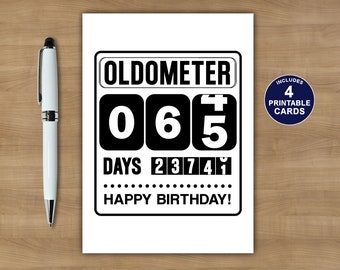 65th Birthday Card, Oldometer Birthday Card, Printable Birthday Card, 65th Birthday Card For Him