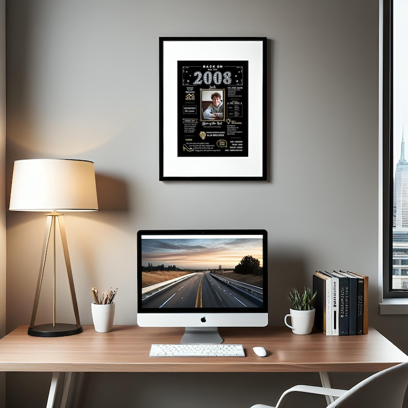 Hang the Back in 2008 birthday poster behind your desk for a touch of charm. Customized with a name, birth date, and photo, it adds character, warmth, and nostalgic meaning to any home or office.