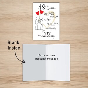 Our anniversary card, commemorating 49 years, boasts a blank interior, empowering you to craft a heartfelt message and infuse your celebration with a personal touch.