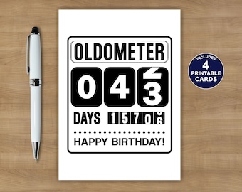 43rd Birthday Card, Oldometer Birthday Card, Printable Birthday Card, 43rd Birthday Card For Him