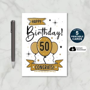 Printable 50th Birthday Card | Happy 50th Birthday Card | Happy 50th birthday | 50th Birthday Card  | Happy 50th Birthday Wishes